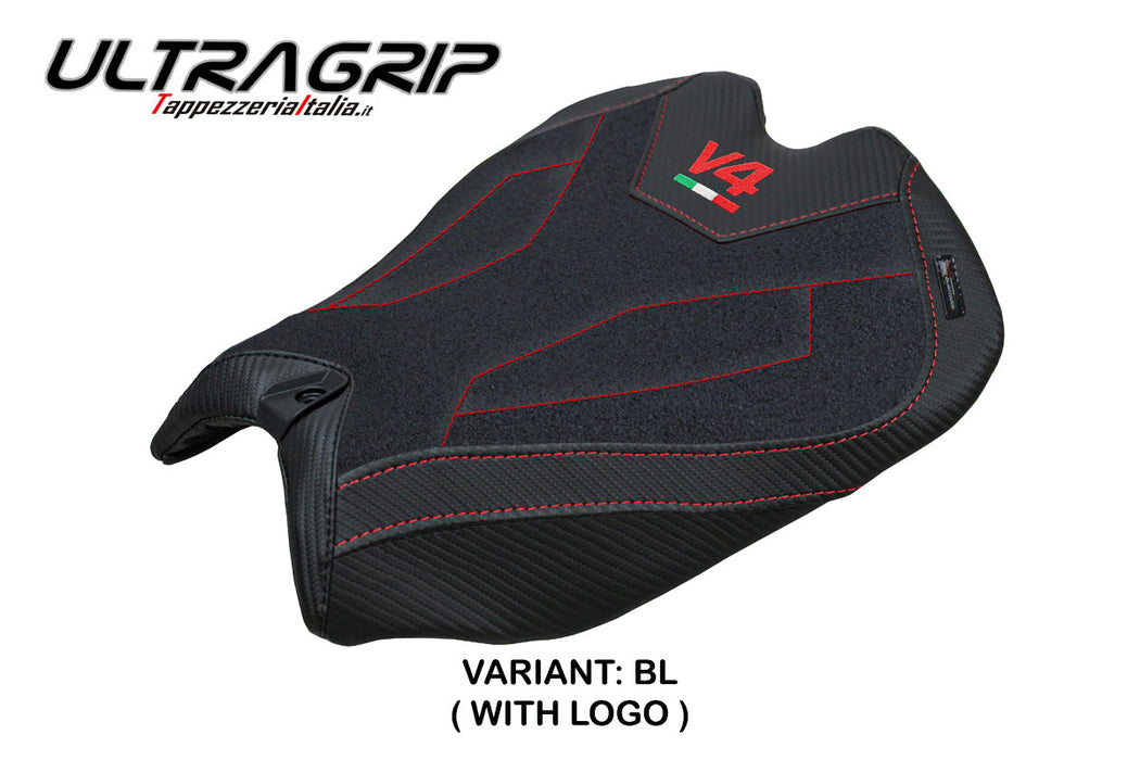 Ducati Panigale V4 2025 Seat Cover Tappezzeria Ultragrip Black V4 Logo
