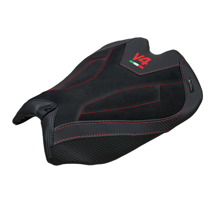 Ducati Panigale V4 2025 Seat Cover Tappezzeria Suede Black V4 Logo
