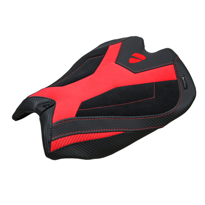 Ducati Panigale V4 2025 Seat Cover Tappezzeria Suede Black Red Ducati Logo