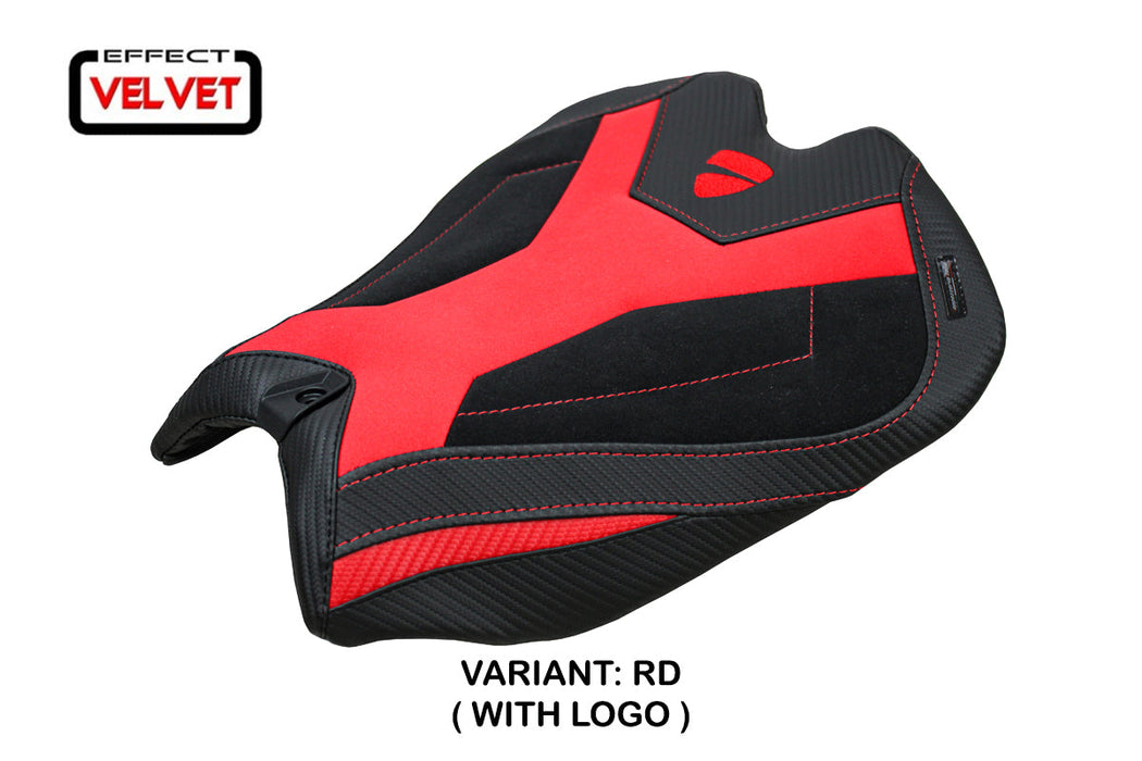 Ducati Panigale V4 2025 Seat Cover Tappezzeria Suede Black Red Ducati Logo