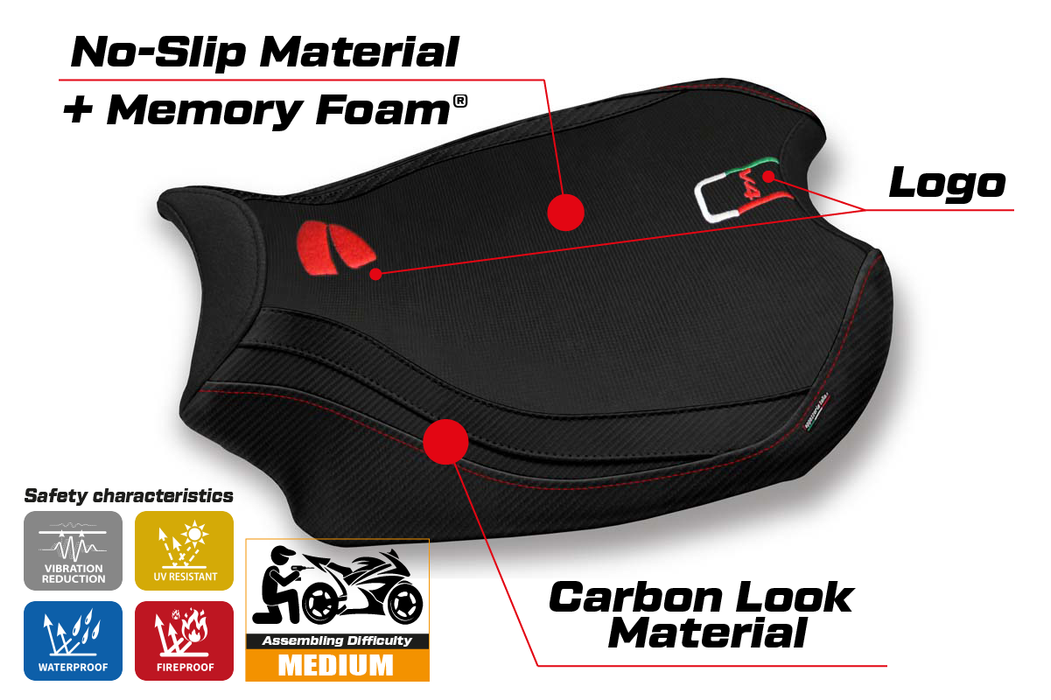 Ducati Panigale V4 2018-2024 Seat Cover Tappezzeria Italia Comfort in Black