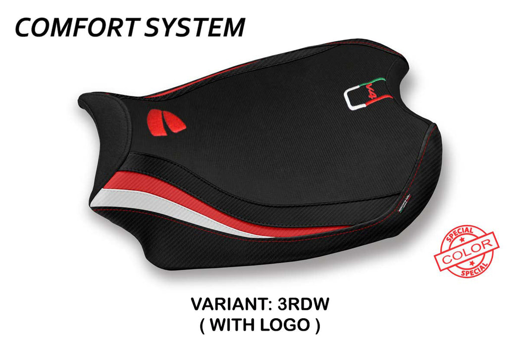 Ducati Panigale V4 2018-2024 Seat Cover Tappezzeria Italia Comfort in Red and White