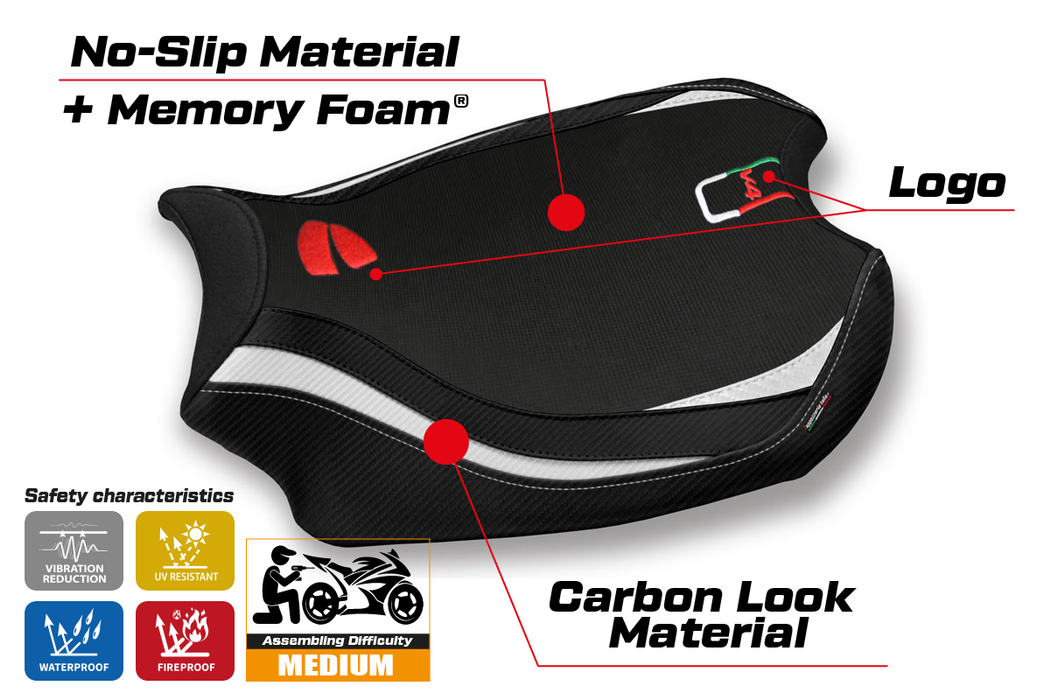 Ducati Panigale V4 2018-2024 Seat Cover Tappezzeria Italia Comfort in White