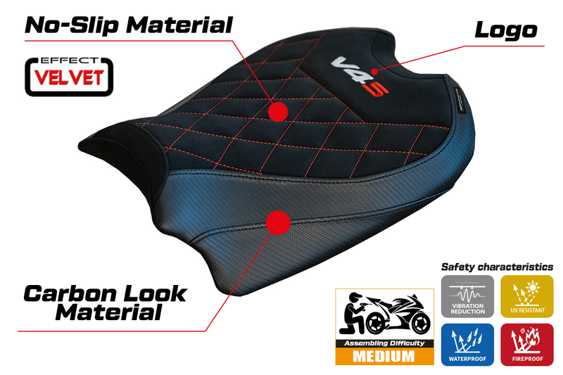 Ducati Panigale V4 S 2018-2024 Seat Cover Tappezzeria Italia in Black Diamond