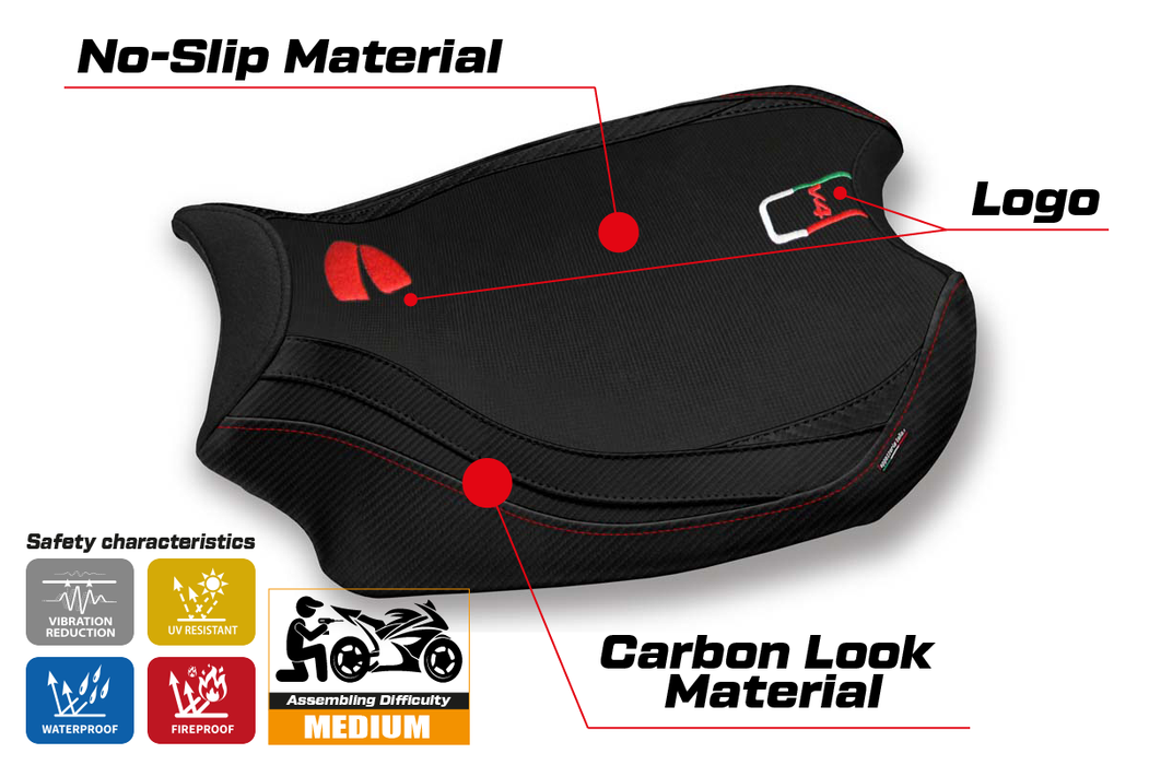 Ducati Panigale V4 2018-2024 Seat Cover Tappezzeria Italia in Black