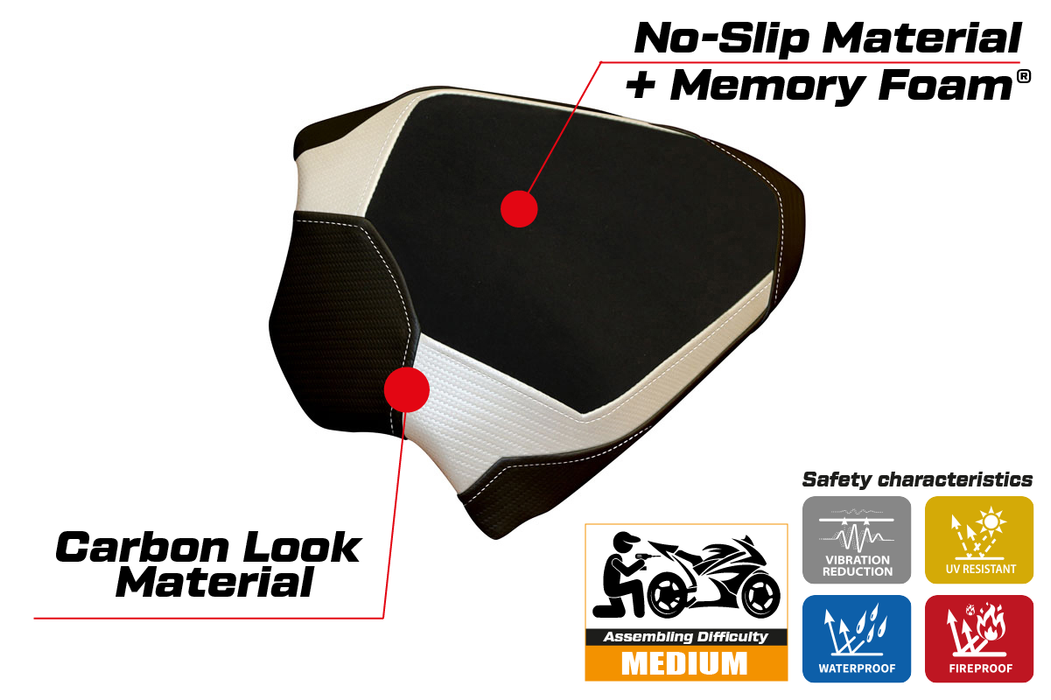 Ducati Panigale V4 2018-2024 Passenger Seat Cover Tappezzeria Italia Comfort in White