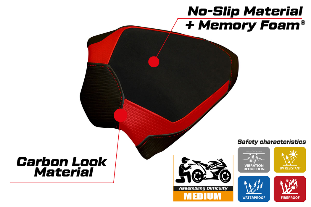 Ducati Panigale V4 2018-2024 Passenger Seat Cover Tappezzeria Italia Comfort in Red