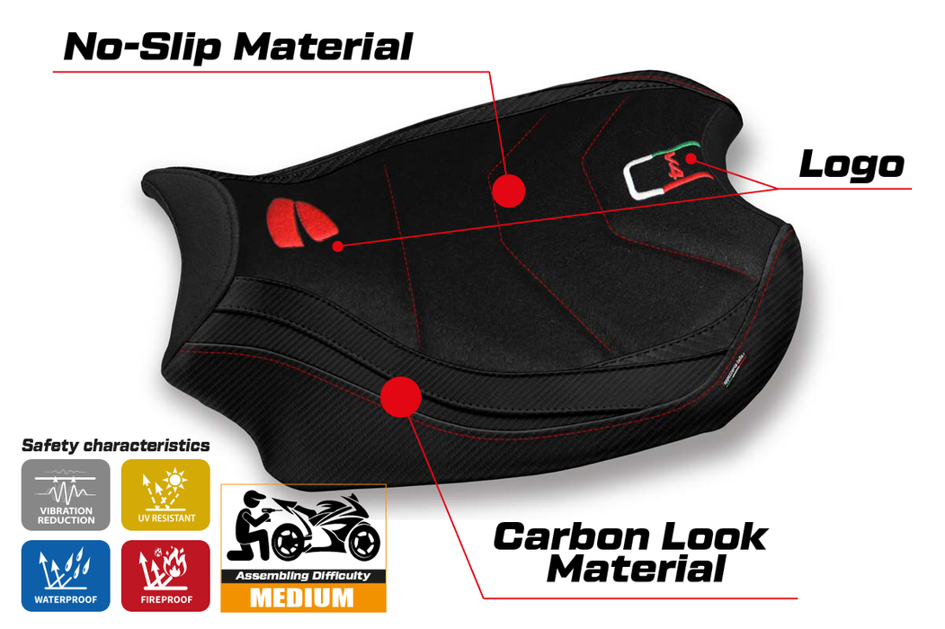 Ducati Panigale V4 2018-2024 Seat Cover Tappezzeria Italia Ultragrip in Black