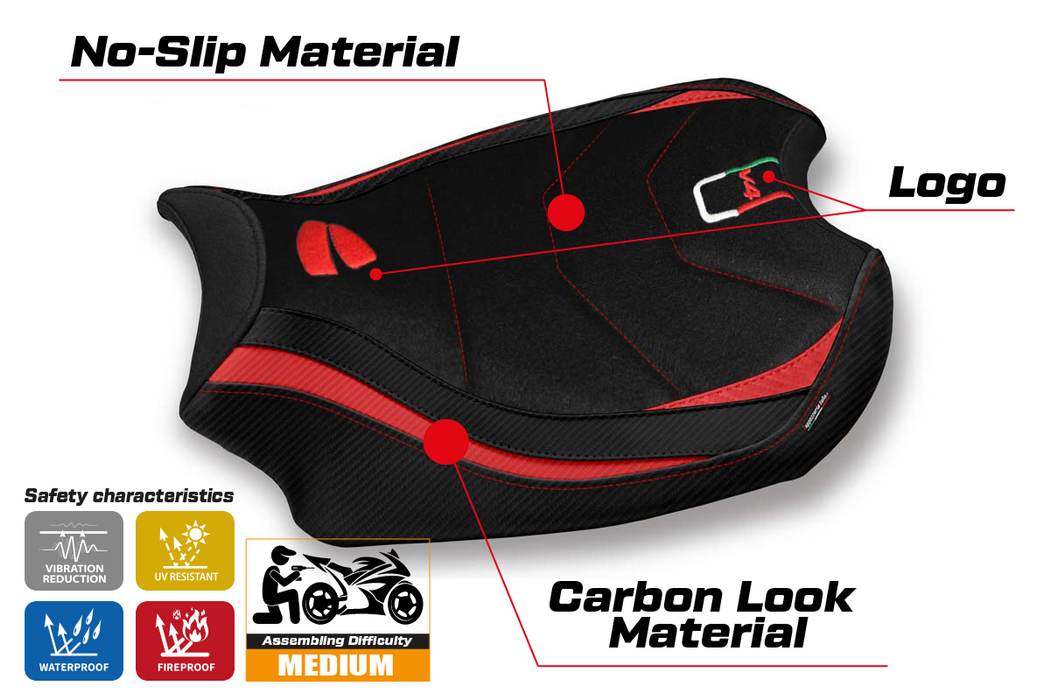 Ducati Panigale V4 2018-2024 Seat Cover Tappezzeria Italia Ultragrip in Red