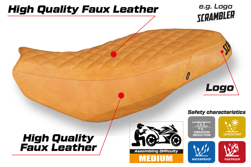 Ducati Scrambler 400 800 1100 2015-2024 Seat Cover Tappezzeria Italia in Vintage Camel