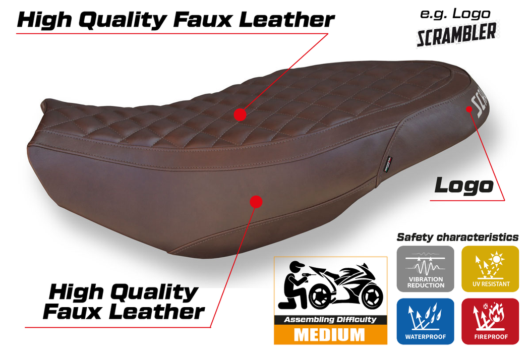 Ducati Scrambler 400 800 1100 2015-2024 Seat Cover Tappezzeria Italia in Vintage Brown
