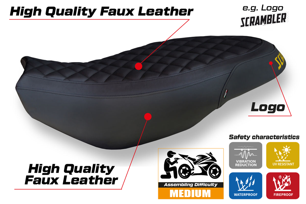 Ducati Scrambler 400 800 1100 2015-2024 Seat Cover Tappezzeria Italia in Vintage Black