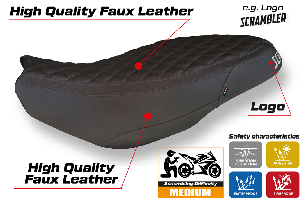 Ducati Scrambler 400 800 1100 2015-2024 Seat Cover Tappezzeria Italia in Vintage Dark Brown