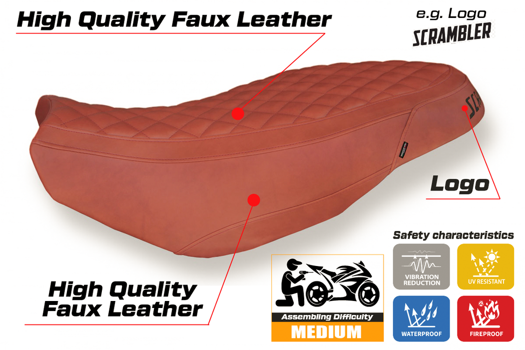 Ducati Scrambler 400 800 1100 2015-2023 Seat Cover Tappezzeria Italia in Vintage Brick