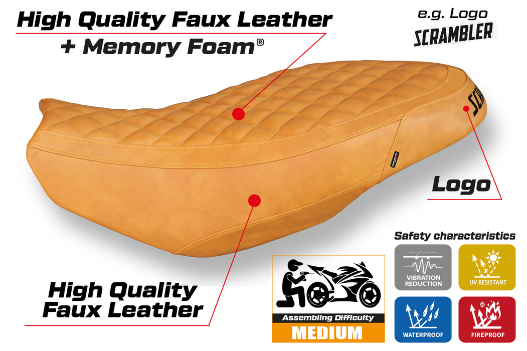Ducati Scrambler 400 800 1100 2015-2024 Seat Cover Tappezzeria Italia Comfort in Camel