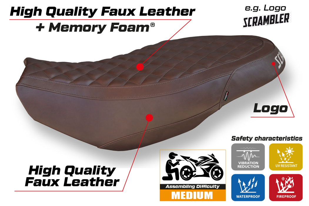 Ducati Scrambler 400 800 1100 2015-2023 Seat Cover Tappezzeria Italia Comfort in Brown