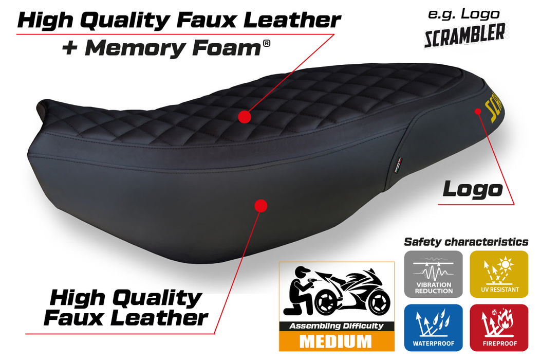 Ducati Scrambler 400 800 1100 2015-2024 Seat Cover Tappezzeria Italia Comfort in Black