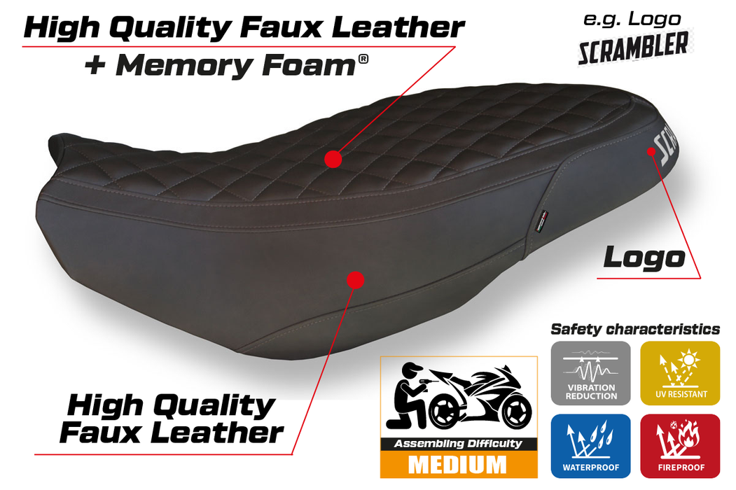 Ducati Scrambler 400 800 1100 2015-2024 Seat Cover Tappezzeria Italia Comfort in Dark Brown