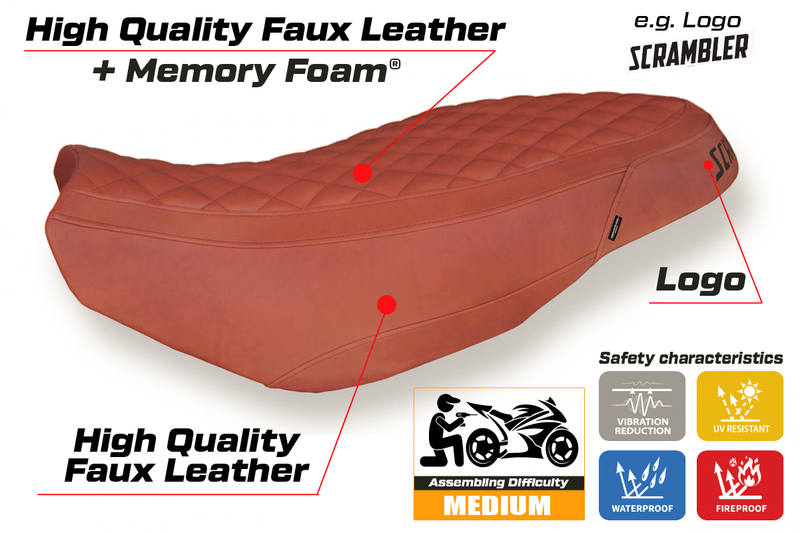 Ducati Scrambler 400 800 1100 2015-2024 Seat Cover Tappezzeria Italia Comfort in Brick