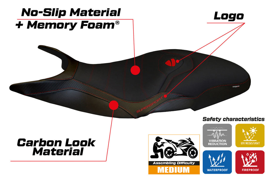 Ducati Super Sport 950S 2017-2024 Seat Cover Tappezzeria Italia Comfort in Black