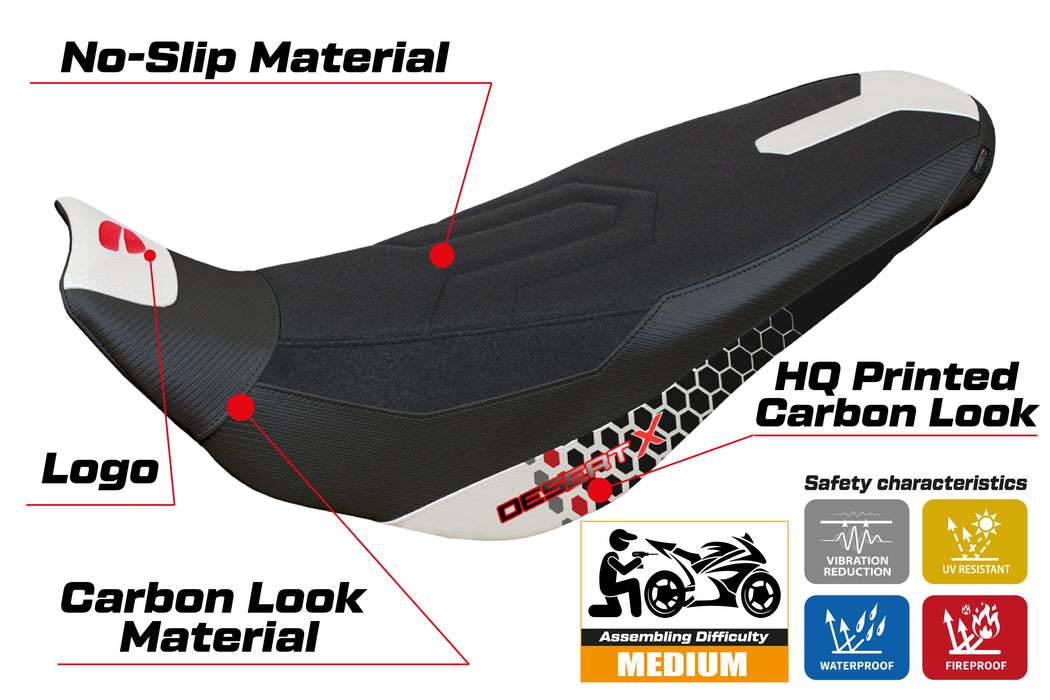 Ducati Desert X Rally 2022-2024 Seat Cover Tappezzeria Italia Ultragrip in Special White