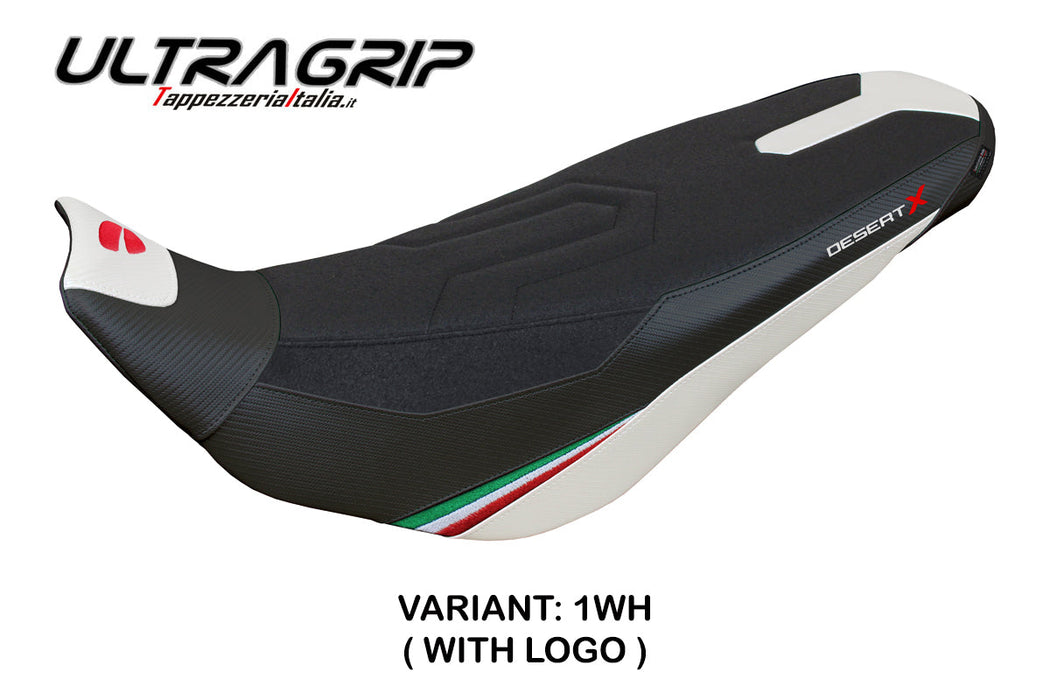 Ducati Desert X Rally 2022-2024 Seat Cover Tappezzeria Italia Ultragrip in White and Black