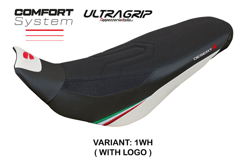 Ducati Desert X Rally 2022-2024 Seat Cover Tappezzeria Italia in Keren Comfort White and Black