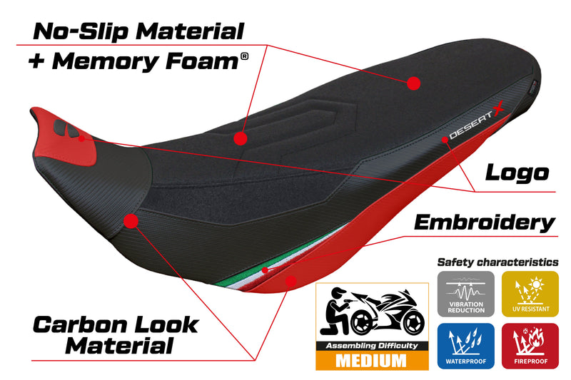 Ducati Desert X Rally 2022-2024 Seat Cover Tappezzeria Italia in Keren Comfort Red and Black