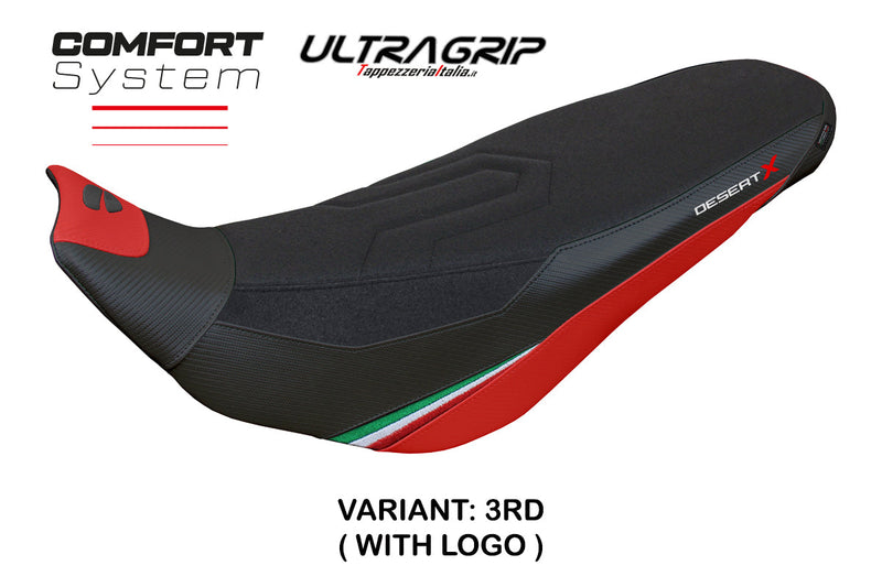 Ducati Desert X Rally 2022-2024 Seat Cover Tappezzeria Italia in Keren Comfort Red and Black