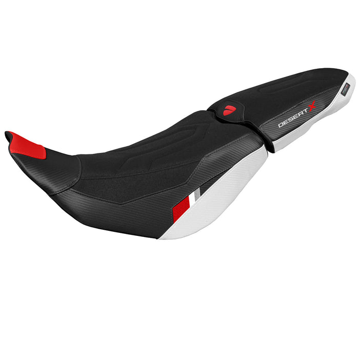 Ducati Desert X 2022-2025 Seat Cover Tappezzeria Italia Comfort Ultragrip in White and Red