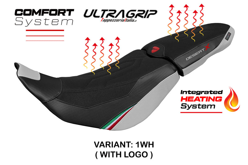 Ducati DesertX 2022-2025 Seat Cover Tappezzeria Italia Ultragrip Comfort Heated Seat Cover in White