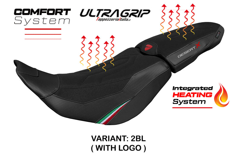 Ducati DesertX 2022-2025 Seat Cover Tappezzeria Italia Ultragrip Comfort Heated Seat Cover in Black