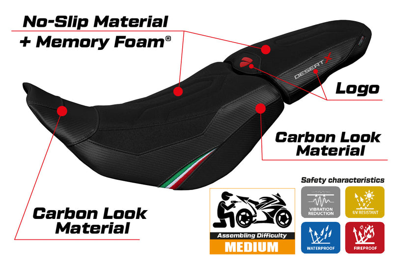 Ducati Desert X 2022-2025 Seat Cover Tappezzeria Italia in Trico Comfort Ultragrip Black
