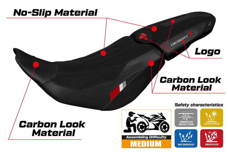 Ducati Desert X 2022-2025 Seat Cover Tappezzeria Italia in Thar Ultragrip Black