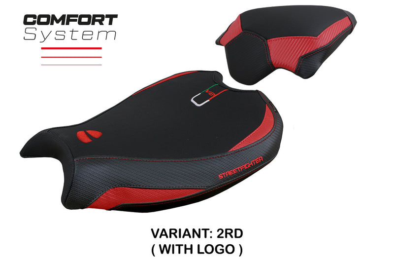 Ducati Streetfighter V2 2022-2024 Seat Cover Tappezzeria Italia Comfort in Red and Black