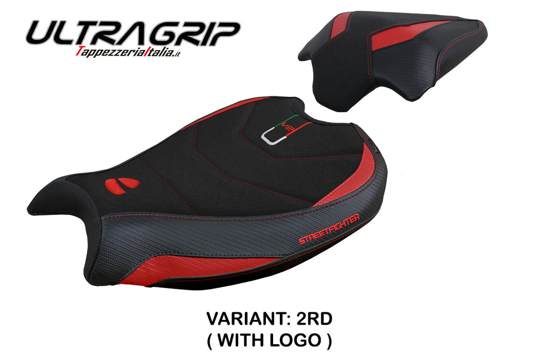 Ducati Streetfighter V2 2022-2024 Seat Cover Tappezzeria Italia Ultragrip in Red and Black