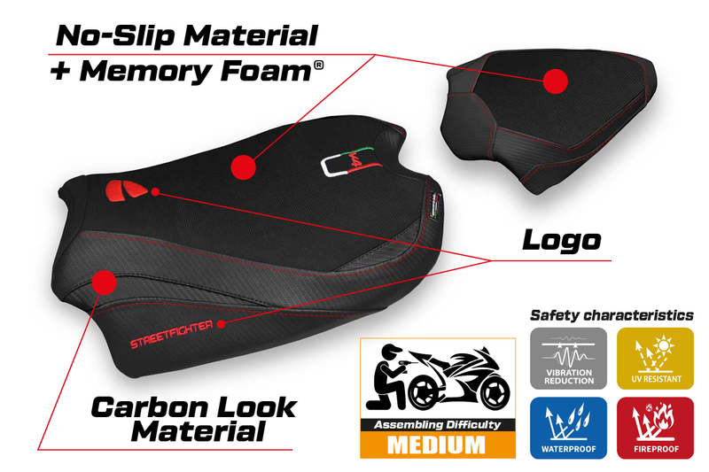 Ducati Streetfighter V4 2020-2024 Seat Cover Tappezzeria Italia Comfort in Black