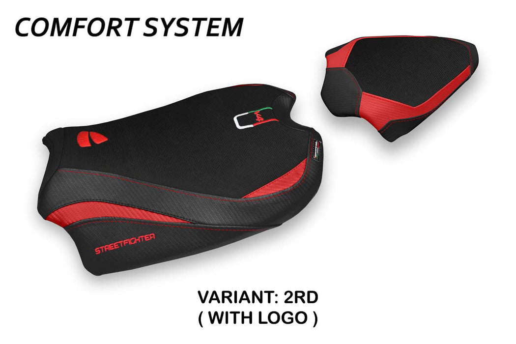 Ducati Streetfighter V4 2020-2024 Seat Cover Tappezzeria Italia Comfort in Red and Black