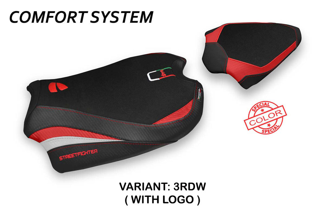 Ducati Streetfighter V4 2020-2024 Seat Cover Tappezzeria Italia Comfort in Red, White and Black
