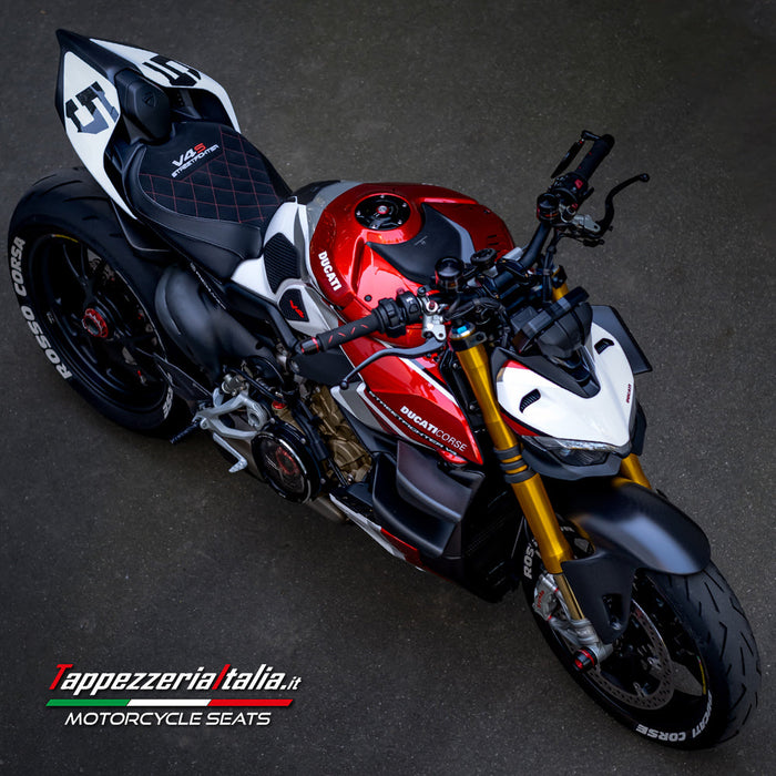 Ducati Streetfighter V4 S 2020-2024 Seat Cover Tappezzeria Italia in Velvet Black Diamond