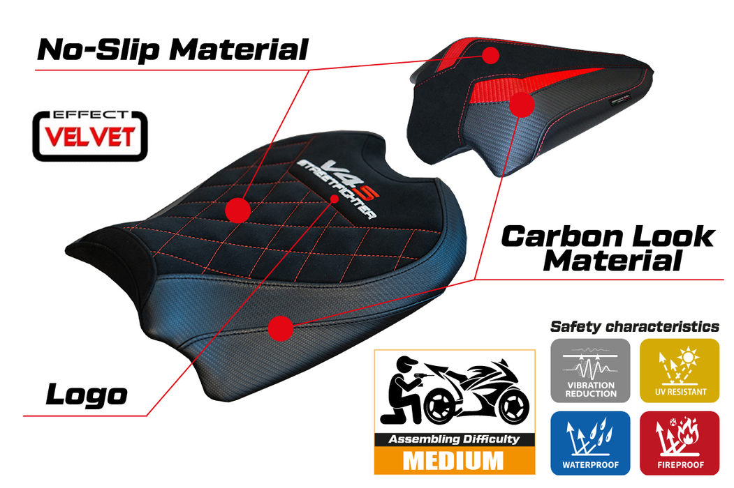 Ducati Streetfighter V4 S 2020-2024 Seat Cover Tappezzeria Italia in Velvet Black Diamond