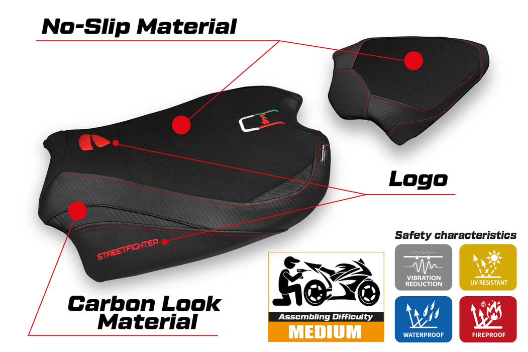 Ducati Streetfighter V4 2020-2024 Seat Cover Tappezzeria Italia in Black