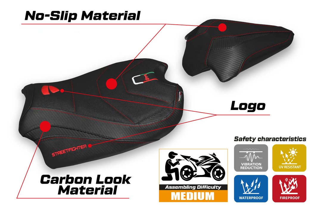 Ducati Streetfighter V4 2020-2024 Seat Cover Tappezzeria Italia Ultragrip in Black