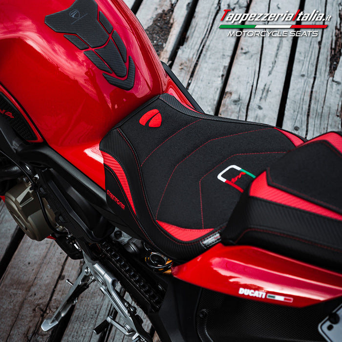 Ducati Streetfighter V4 2020-2024 Seat Cover Tappezzeria Italia Ultragrip in Red and Black