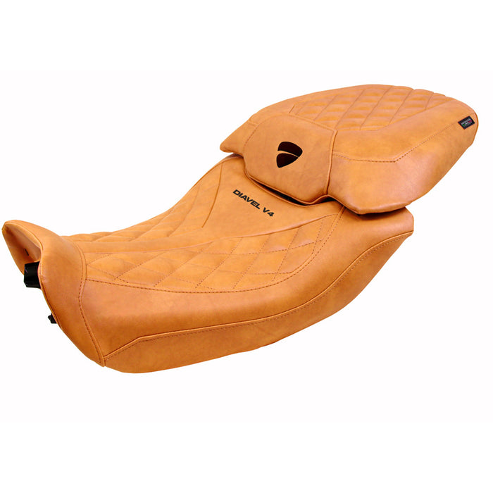 Ducati Diavel V4 2023-2025 Seat Cover Tappezzeria Italia in Diablo Classic Leather Camel