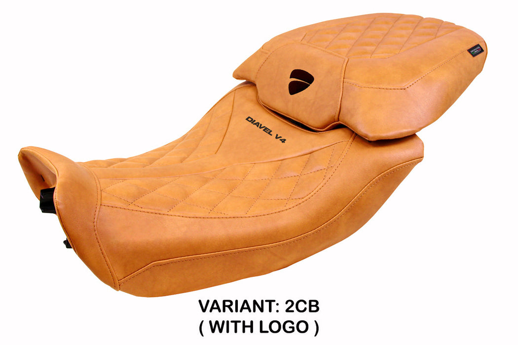 Ducati Diavel V4 2023-2025 Seat Cover Tappezzeria Italia in Diablo Classic Leather Camel