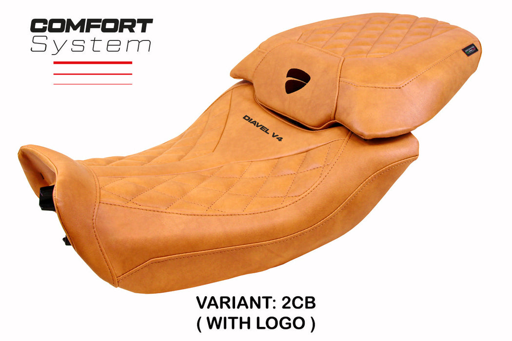 Ducati Diavel V4 2023-2025 Seat Cover Tappezzeria Italia Comfort Classic in Leather Camel