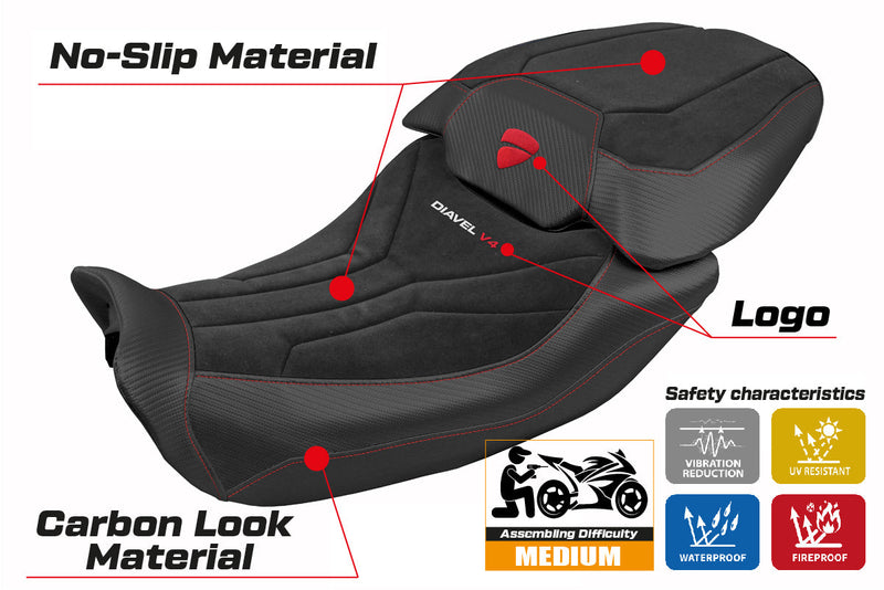 Ducati Diavel V4 2023-2025 Seat Cover Tappezzeria Italia in Diablo Velvet Black