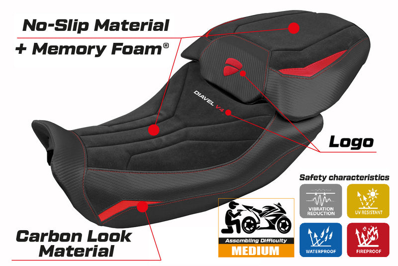 Ducati Diavel V4 2023-2025 Seat Cover Tappezzeria Italia Velvet Comfort in Diablo Black