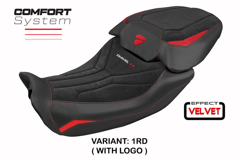 Ducati Diavel V4 2023-2025 Seat Cover Tappezzeria Italia Velvet Comfort in Diablo Black